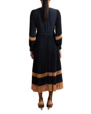 Tori Color Blocked Pleated Dress