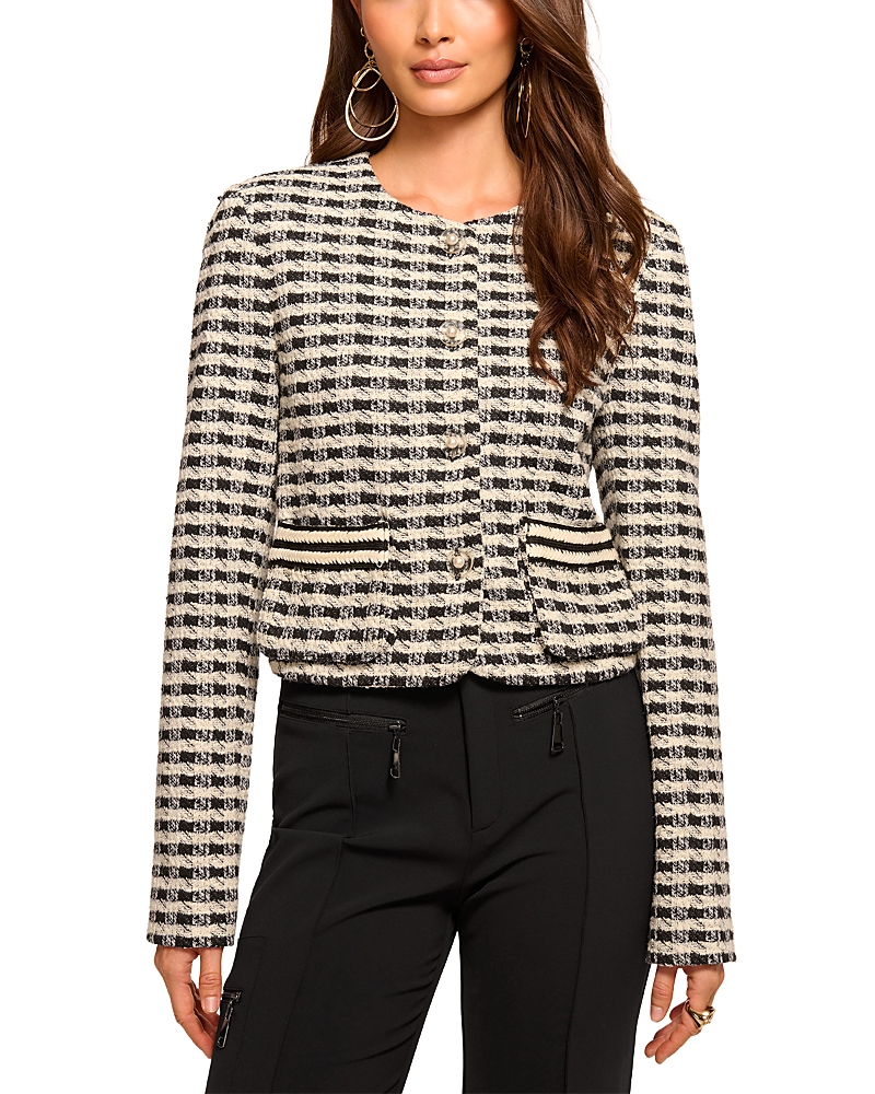 Ramy Brook Thomas Metallic Check Jacket In Black
