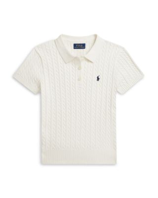 Girls' Mini Cable Cotton Polo Sweater - Big Kid