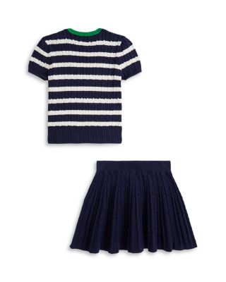 Girls' Striped Cotton Sweater & Skirt Set - Little Kid