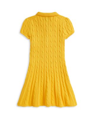 Girls' Cable Knit Cotton Polo Sweater Dress - Little Kid