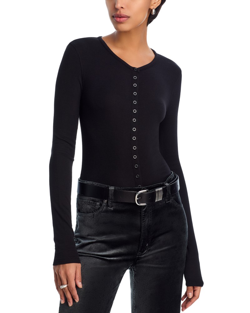 Frame The Rib Splay Top in Black