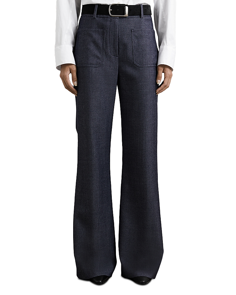 Reiss Petite Uma Flare Flannel Pants In Blue