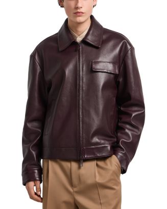 Emporio Armani Leather Zip Front Jacket | Bloomingdale's
