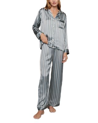 Inez Printed Washable Silk Long Pajama Set