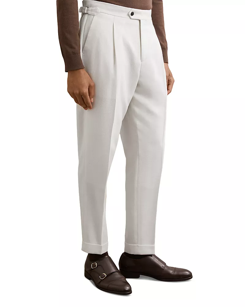 Reiss Flush Wool Blend Textured Side Adjuster Trousers