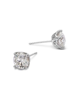 Certified Lab Grown Diamond Stud Earrings in 18K White Gold, 3.0 tcw