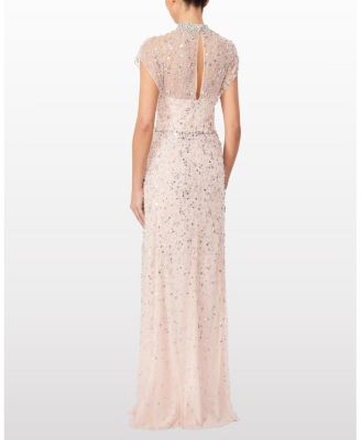 Crystal Drop Crystal-Embellished High-neck Maxi Dress
