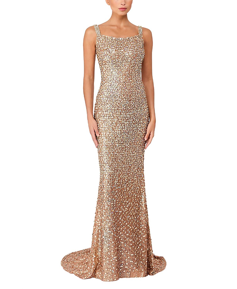 Jenny Packham Lotus Sequin-embellished Open-back Maxi Dress In Nude