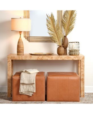  Buff Leather Ottoman