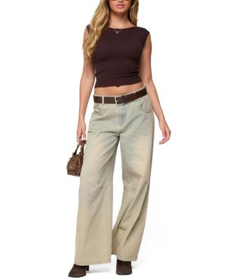 Jarah Pointelle Knit Boat Neck Top