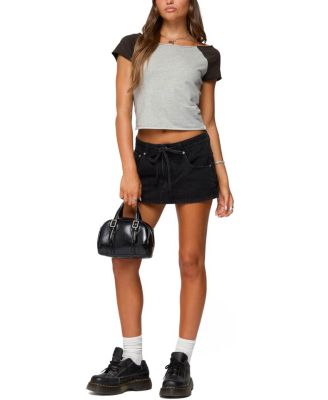  Ziggie Tie Front Denim Mini Skirt