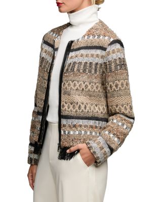 Textured Fringe Trim Jacket