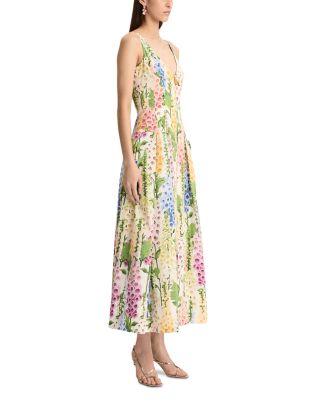 Foxglove Print V Neck Sleeveless Dress