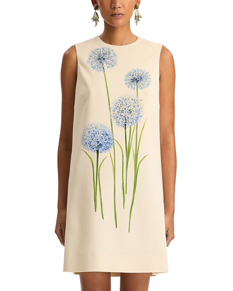 Oscar De La Renta Alliums-print Sleeveless Mini Shift Dress In Multi