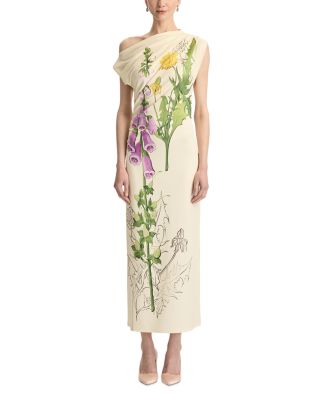 Foxglove Print Drape Jersey Dress