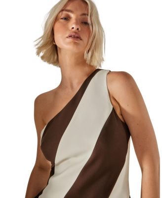 Stripe Tailored One Shoulder Top