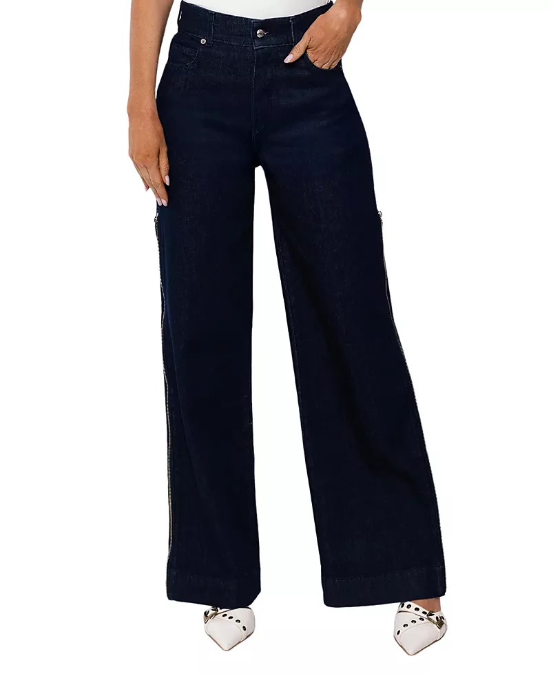 Rudes Denim Mid Rise Caroline Pant in Dark Blue
