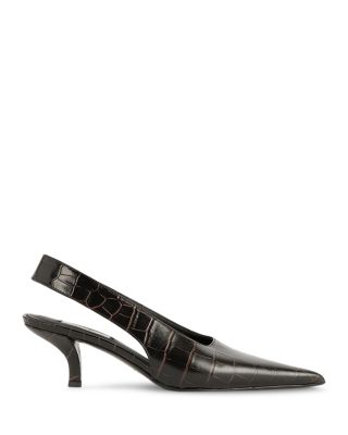 Totême Toteme Classic Croc-embossed Leather Slingback Pump In Brown