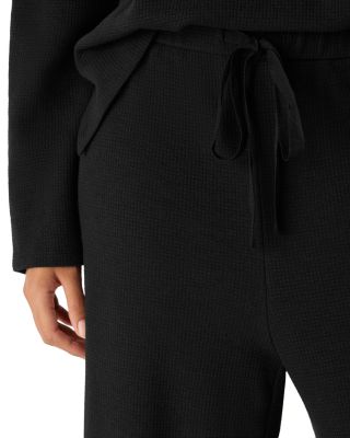 Waffle Double Knit Wide Ankle Pants with Drawstring