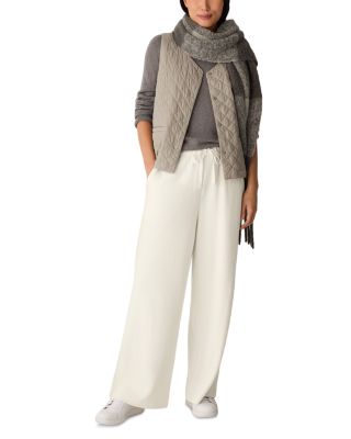 Waffle Double Knit Wide Ankle Pants with Drawstring