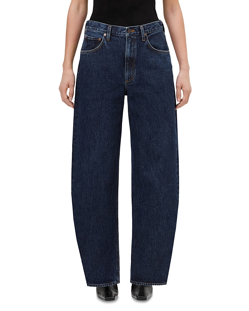 Agolde Low Curve High Rise Barrel Jeans In Pendulum In Blue