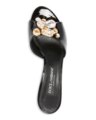 Women's Patent Leather Crystal Cluster Mules 