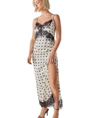 Satin Lace Trim Maxi Dress