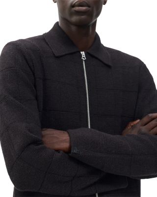 Melrose Window Pane Full Zip Sweater 