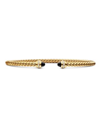 David Yurman - 18K Yellow Gold Cablespira&reg; Bracelet with Black Onyx & Diamonds