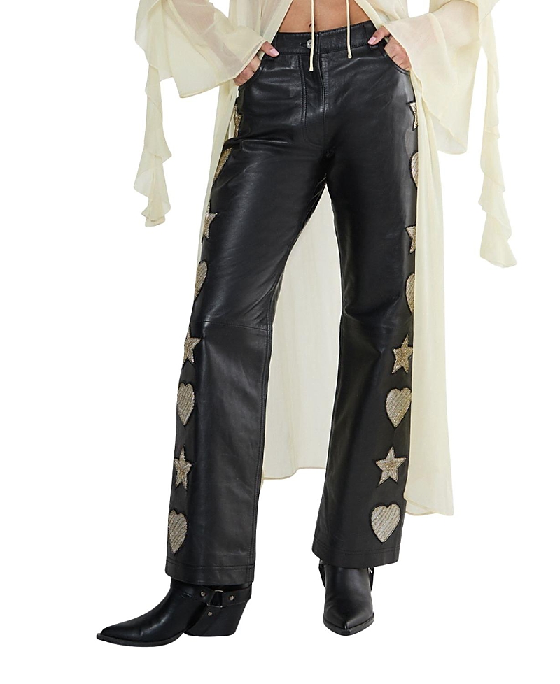 Nasty Gal Leather Patched Pants In Animal Print