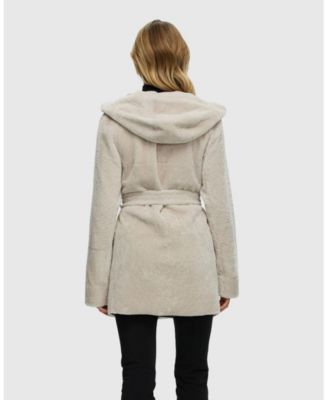 Reversible Shearling Zip Parka Coat