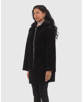 Reversible Textured Shearling Parka Coat