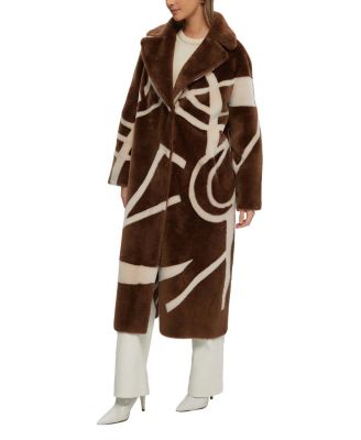Merino Shearling Coat with Intarsia