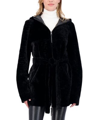 Reversible Shearling Zip Parka Coat