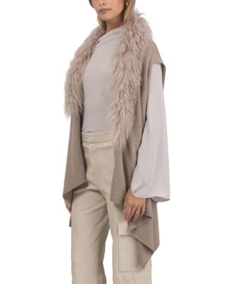 Cashmere And Merino Wool Blend Vest with  Lamb Trim