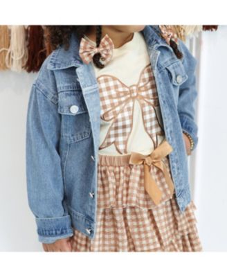 Girls' Howdy Gingham Bow Patch Denim Jacket - Little Kid, Big Kid