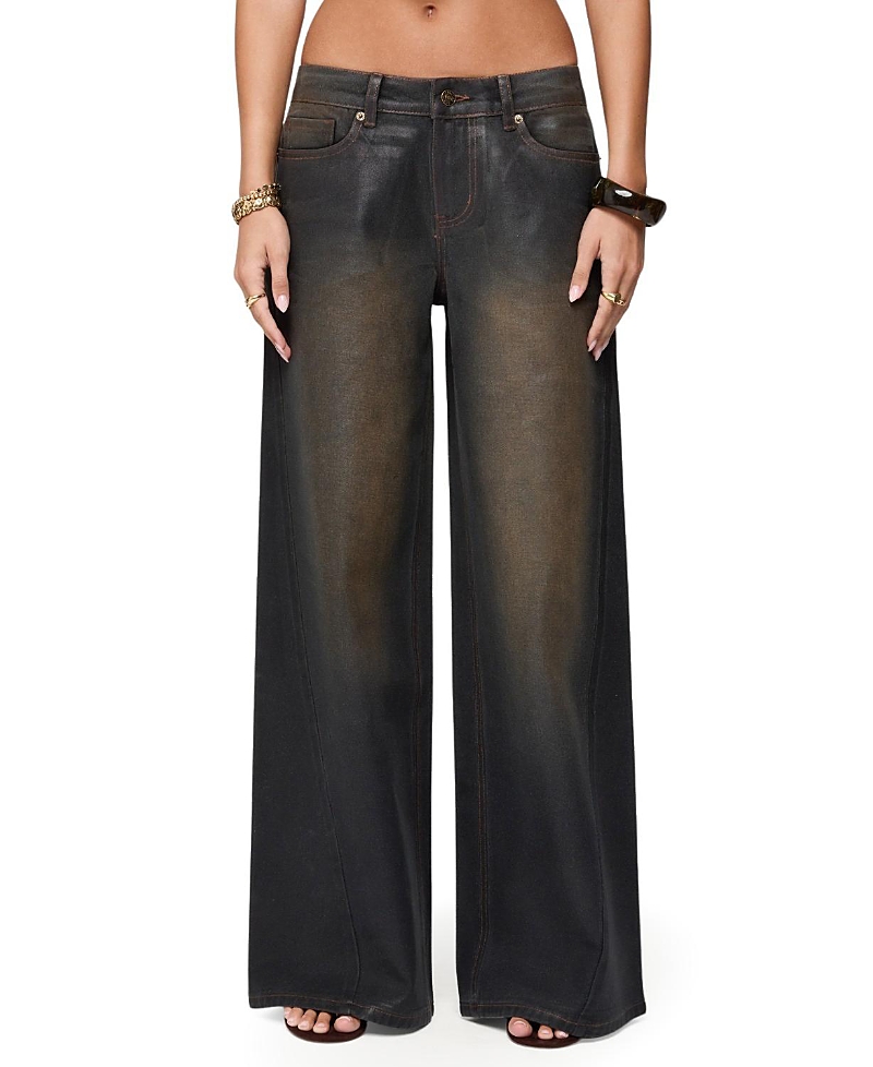 Edikted Oversized Mud Wash Low Rise Black Wash Jeans In Black