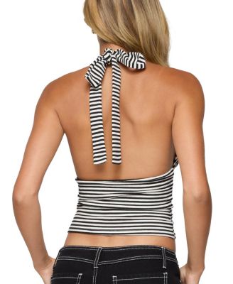  Sage Striped Halter Top