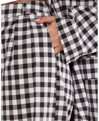 Gingham Tailored Wide Leg Pants