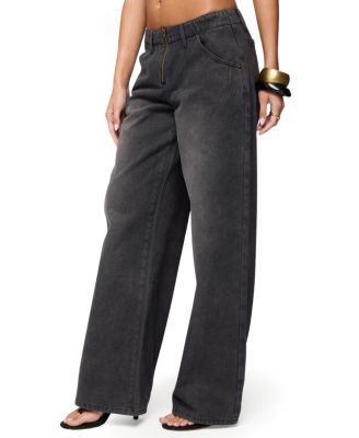  Aliyah Zip Low Rise Black Wash Jeans