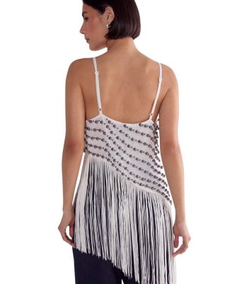  Studded Asymmetric Fringed Cami Top