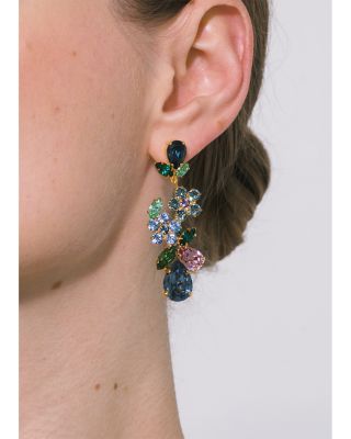 Martella Mixed Crystal Flower Linear Drop Earrings 