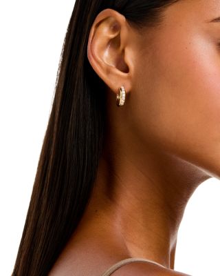 Diamond Huggie Hoop Earrings in 14K Yellow Gold, 0.5 tcw