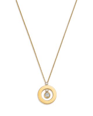18K Yellow Gold Cento Diamond Baby O Circle Pendant Necklace, 16-18"