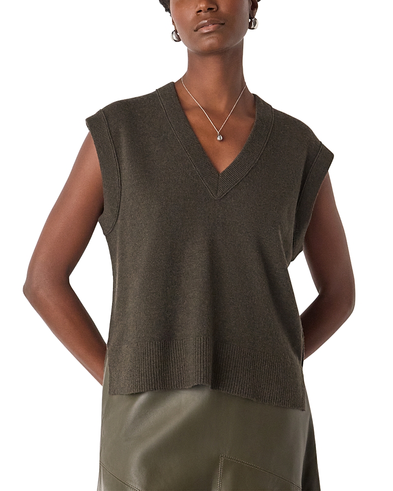 Whistles Wool V Neck Tank In Gray