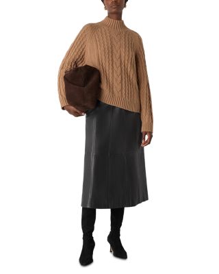 Cable Wool Mix Detail Knit Sweater