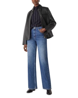 Stripe Wool Funnel Neck Knit Sweater