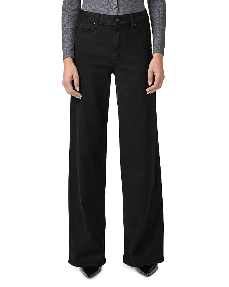 Paige Anessa High Rise Wide Leg Jeans In Black Shadow In Black