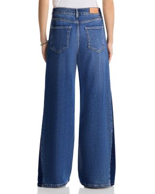 Angeleno Godet High Rise Wide Leg Jeans in Indigo Grove